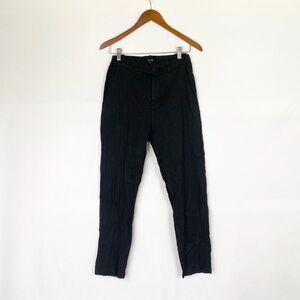 Pas de Calais Linen Tapered Slim Trouser Size 36 Black High Rise Black